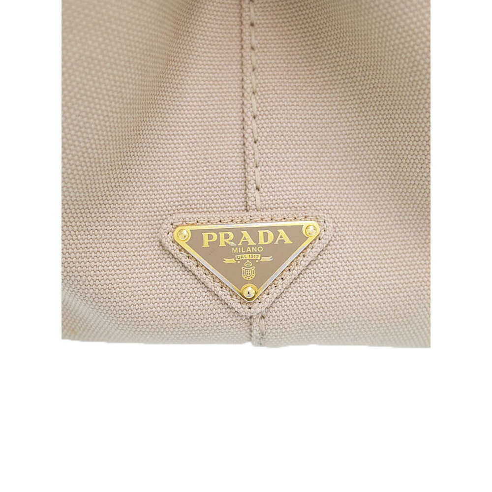 Prada Canapa Tote canvas handbag top handles 2way Beige Tan - Picture 4 of 9